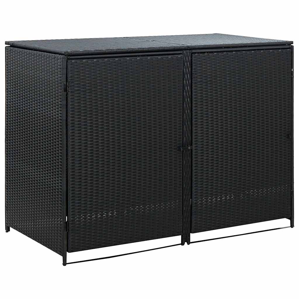 Copribidone Doppio per Spazzatura Polyrattan Nero 148x80x111 cm - homemem39