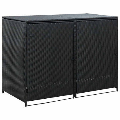 Copribidone Doppio per Spazzatura Polyrattan Nero 148x80x111 cm - homemem39
