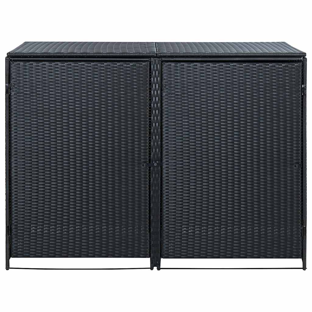 Copribidone Doppio per Spazzatura Polyrattan Nero 148x80x111 cm | homemem39
