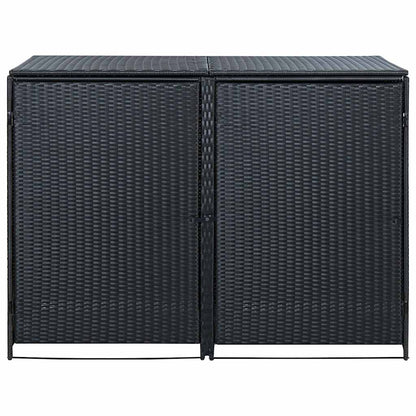 Copribidone Doppio per Spazzatura Polyrattan Nero 148x80x111 cm | homemem39