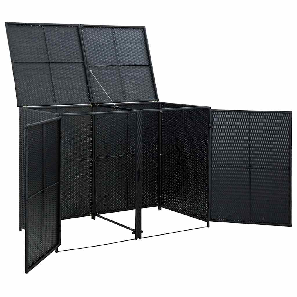 Copribidone Doppio per Spazzatura Polyrattan Nero 148x80x111 cm | homemem39