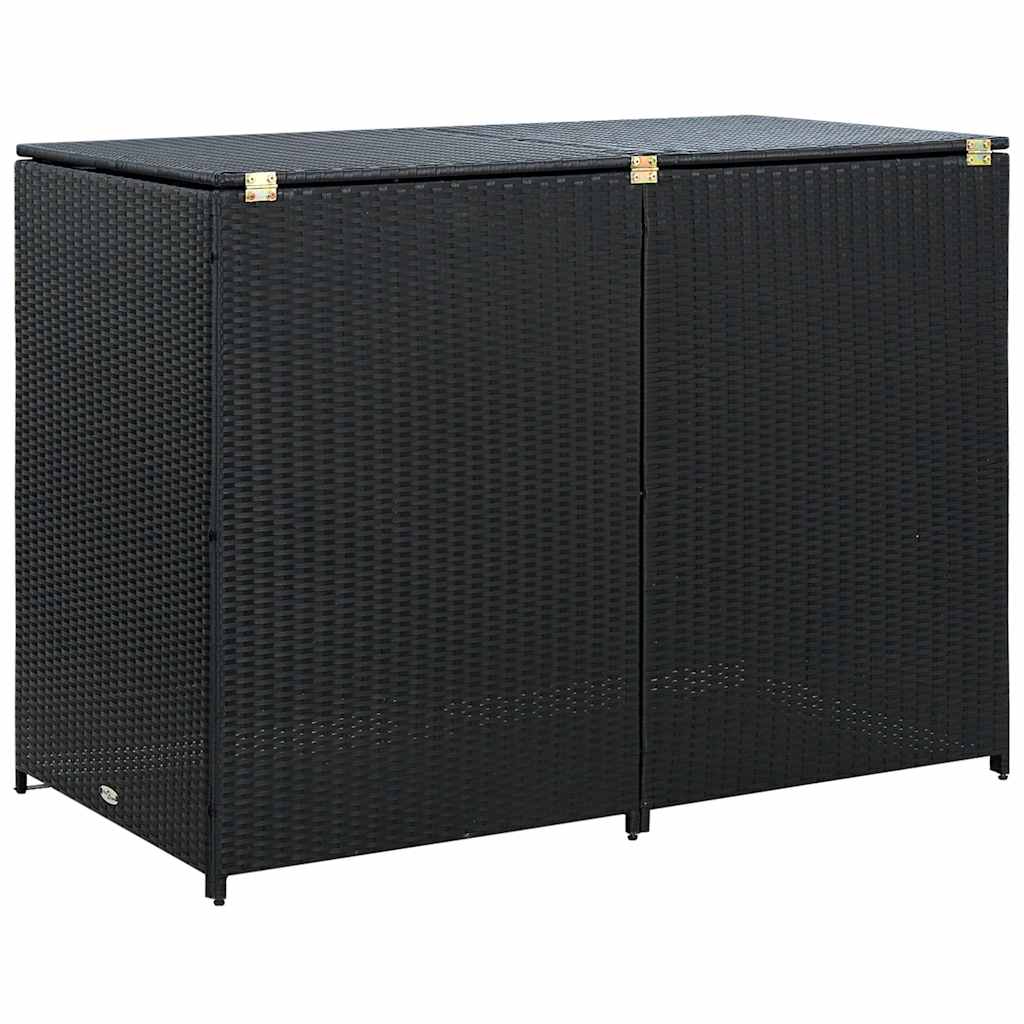 Copribidone Doppio per Spazzatura Polyrattan Nero 148x80x111 cm | homemem39