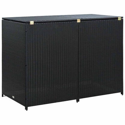 Copribidone Doppio per Spazzatura Polyrattan Nero 148x80x111 cm | homemem39