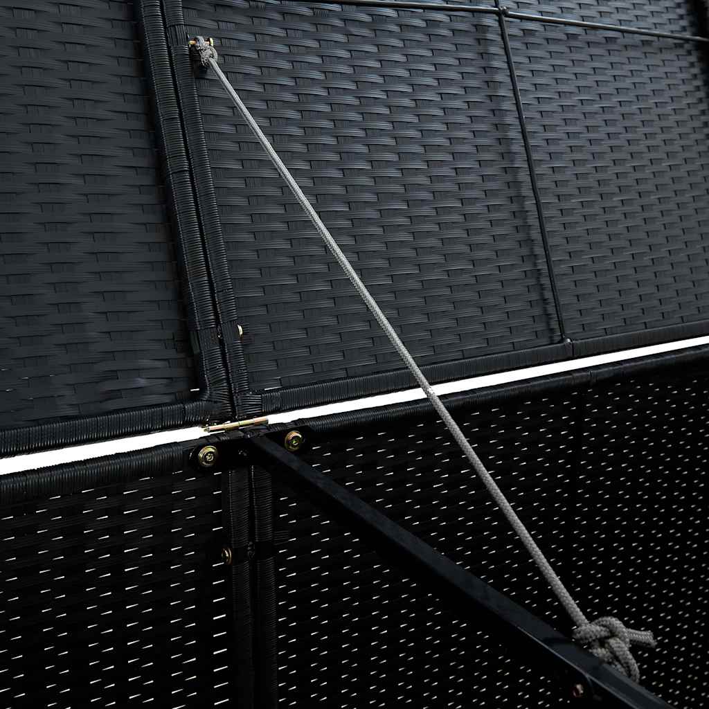 Copribidone Doppio per Spazzatura Polyrattan Nero 148x80x111 cm - homemem39