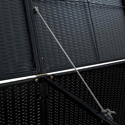 Copribidone Doppio per Spazzatura Polyrattan Nero 148x80x111 cm | homemem39
