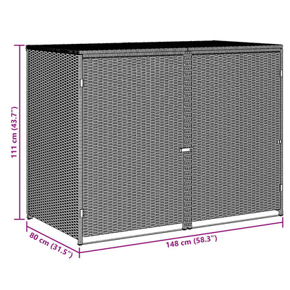 Copribidone Doppio per Spazzatura Polyrattan Nero 148x80x111 cm | homemem39