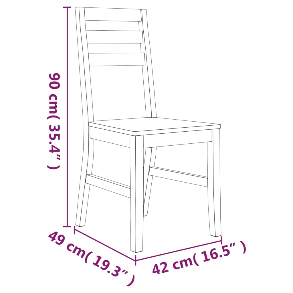 Sedie da Pranzo 2 pz in Legno Massello di Acacia