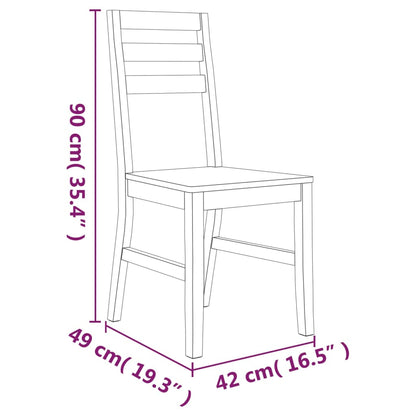 Sedie da Pranzo 2 pz in Legno Massello di Acacia