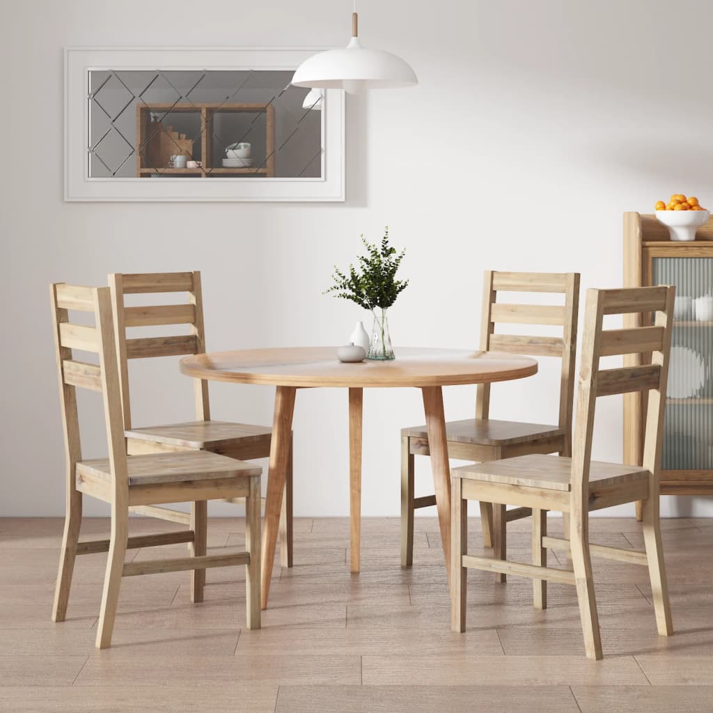 Sedie da Pranzo 4 pz in Legno Massello di Acacia