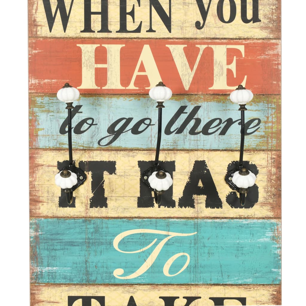 Appendiabiti da Parete con 6 Ganci HOME IS 120x40 cm - homemem39