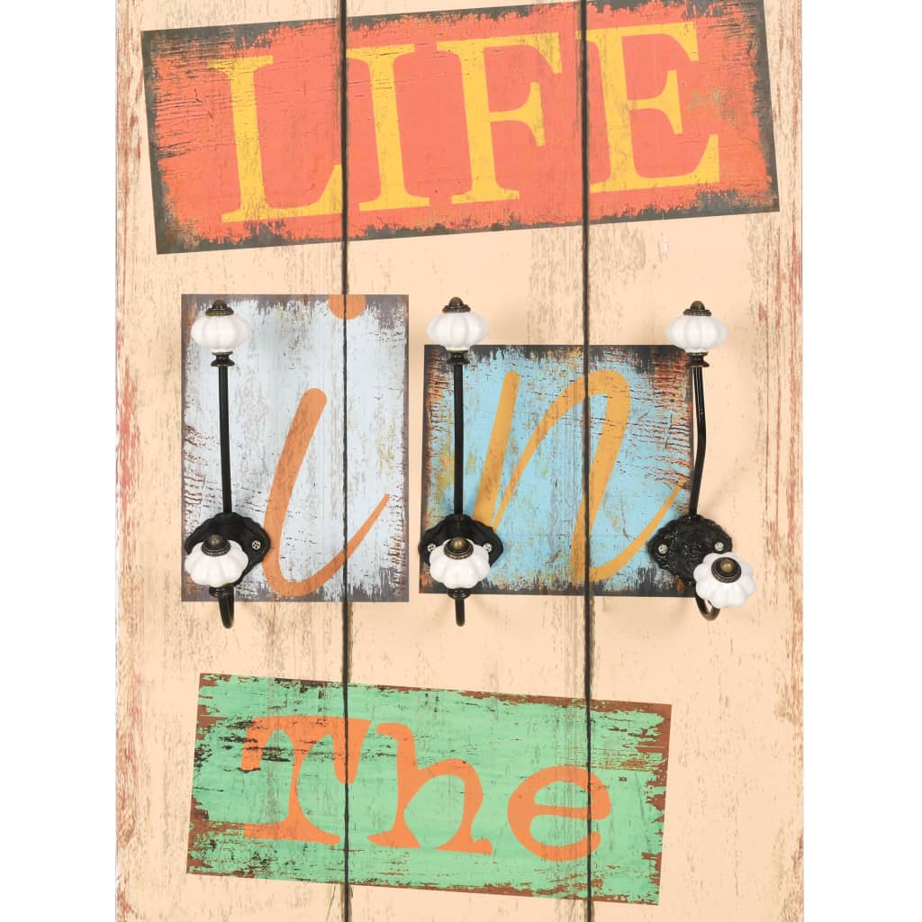 Appendiabiti da Parete con 6 Ganci LIVE LIFE 120x40 cm - homemem39