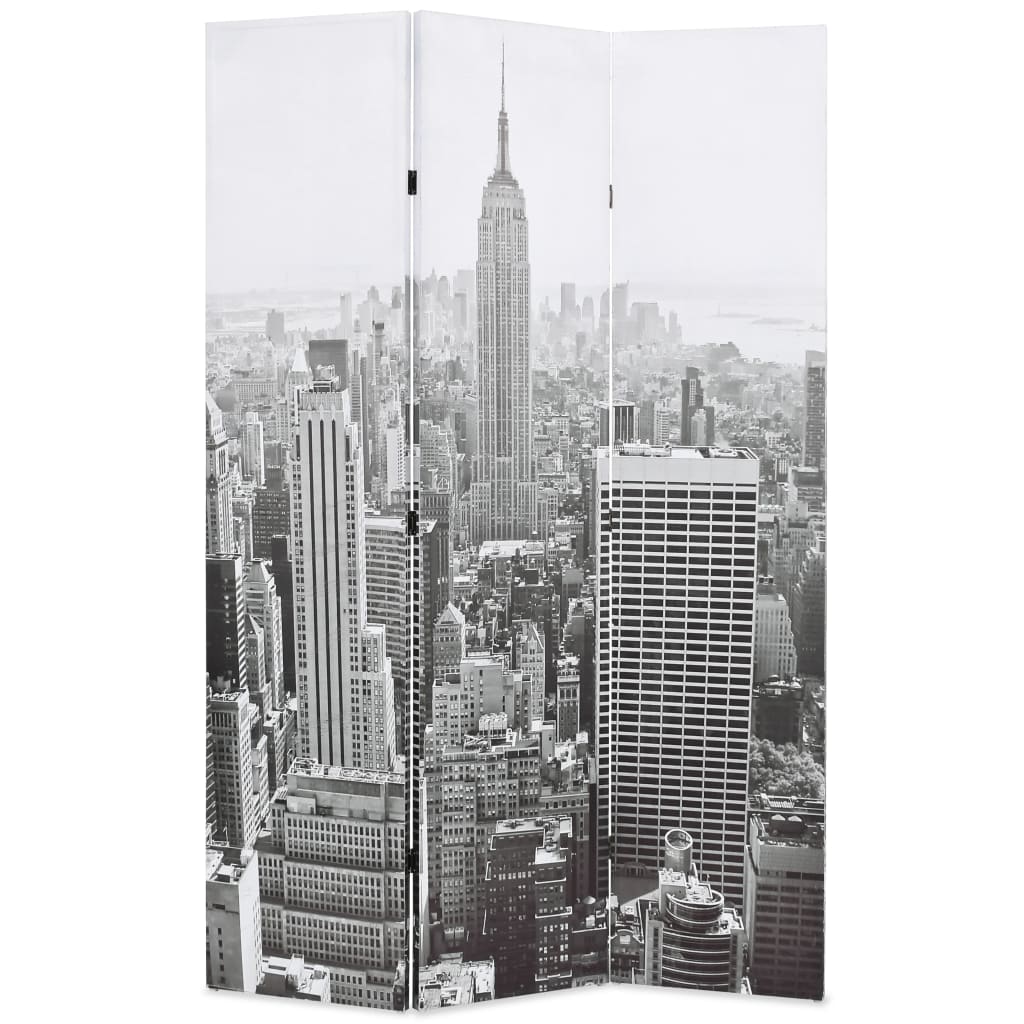 Paravento Pieghevole 120x170 cm Stampa New York Bianco e Nero