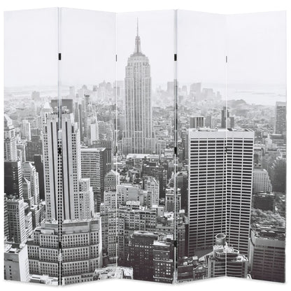 Paravento Pieghevole 200x170 cm Stampa New York Bianco e Nero