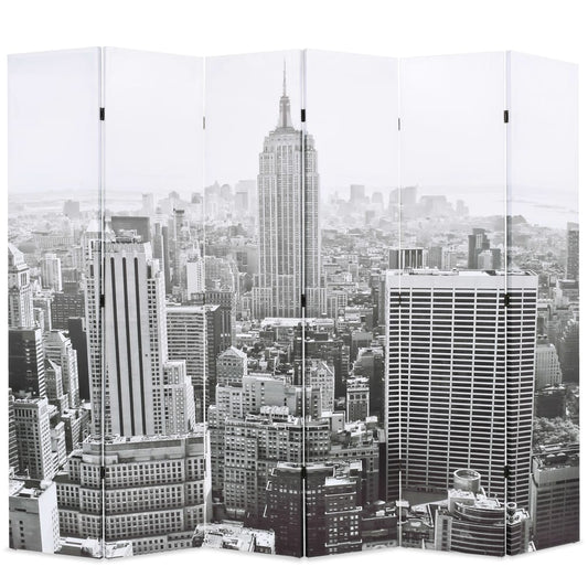 Paravento Pieghevole 228x170 cm Stampa New York Bianco e Nero