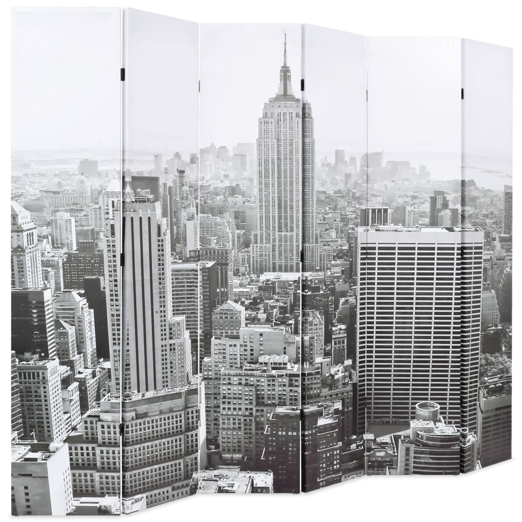 Paravento Pieghevole 228x170 cm Stampa New York Bianco e Nero