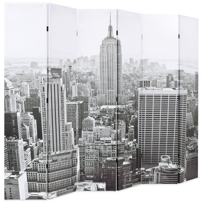 Paravento Pieghevole 228x170 cm Stampa New York Bianco e Nero