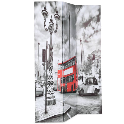 Folding Screen 120x170 cm Black and White London Bus Print