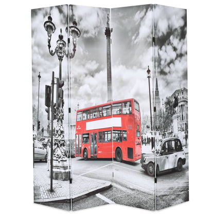 Paravento Pieghevole 160x170 cm Stampa Bus Londra Bianco e Nero