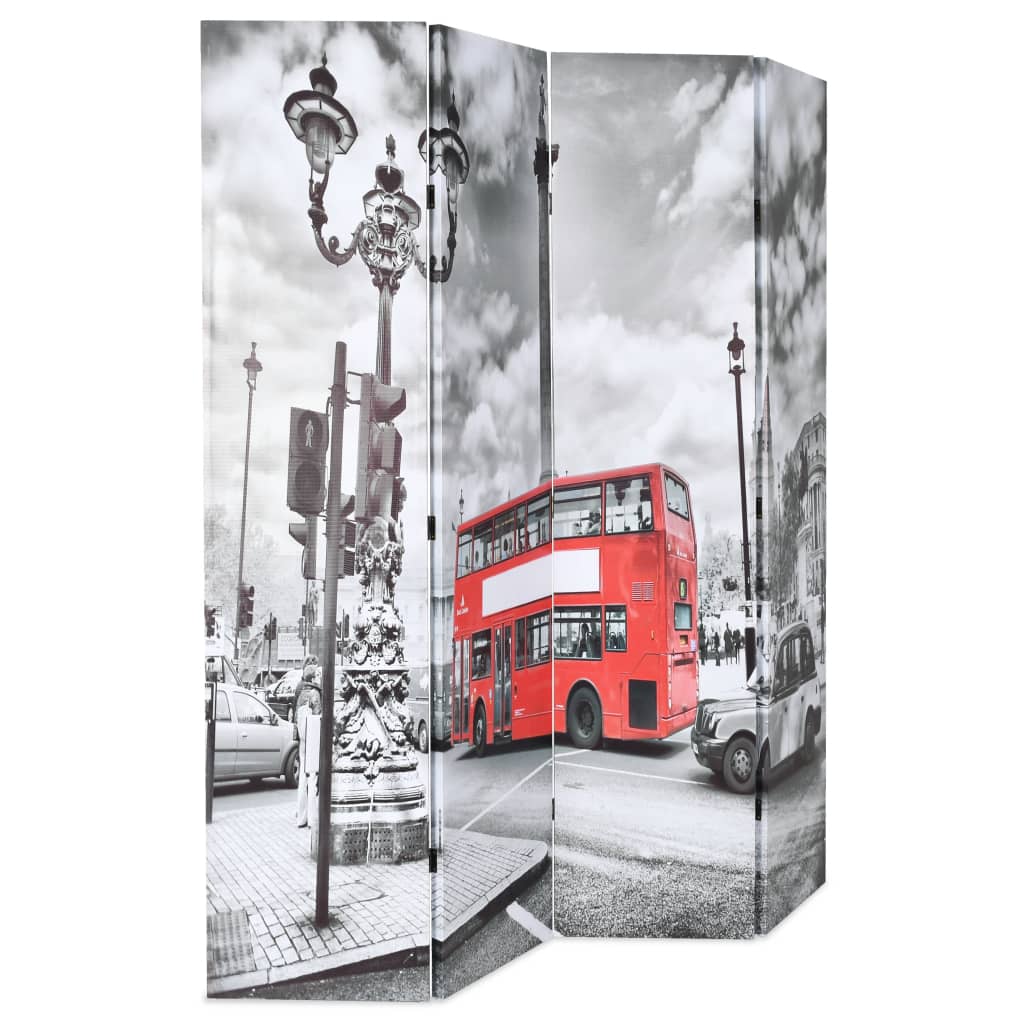 Paravento Pieghevole 160x170 cm Stampa Bus Londra Bianco e Nero