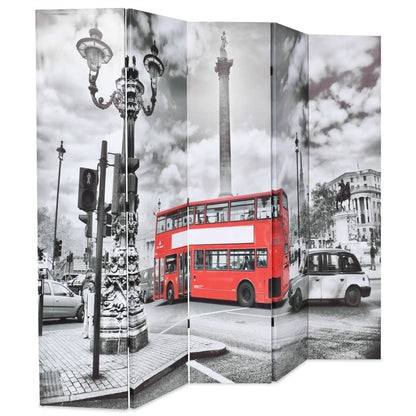 Paravento Pieghevole 200x170 cm Stampa Bus Londra Bianco e Nero