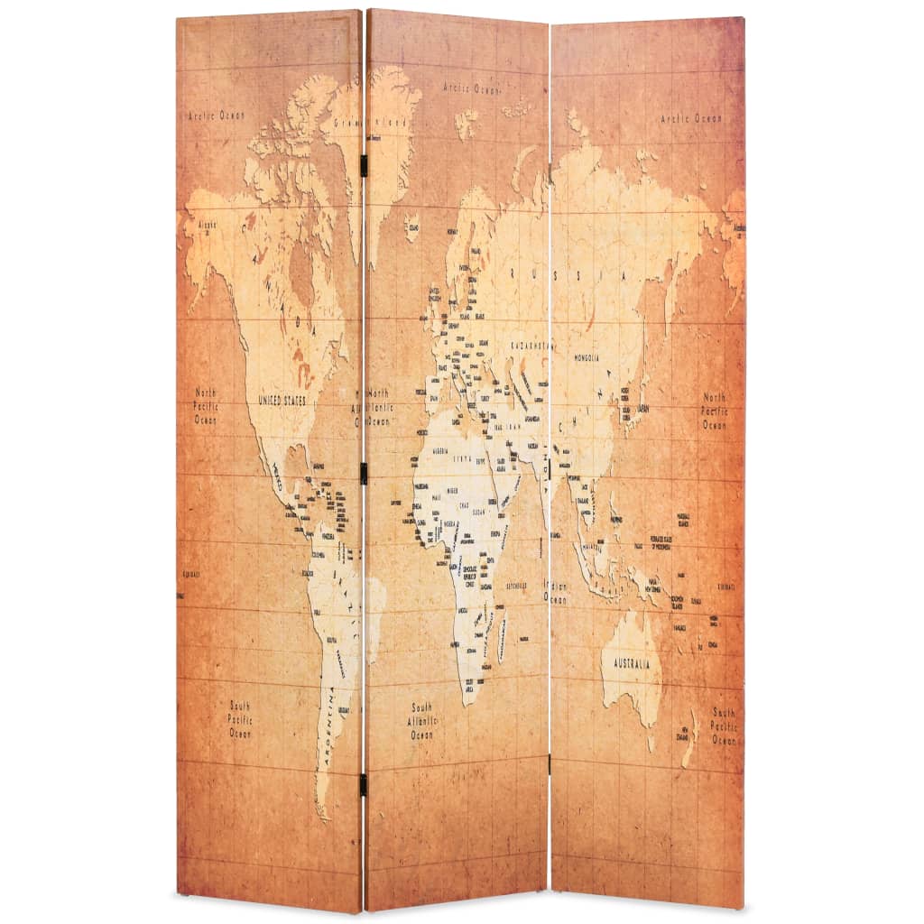 Folding Screen 120x170 cm Yellow World Map Print