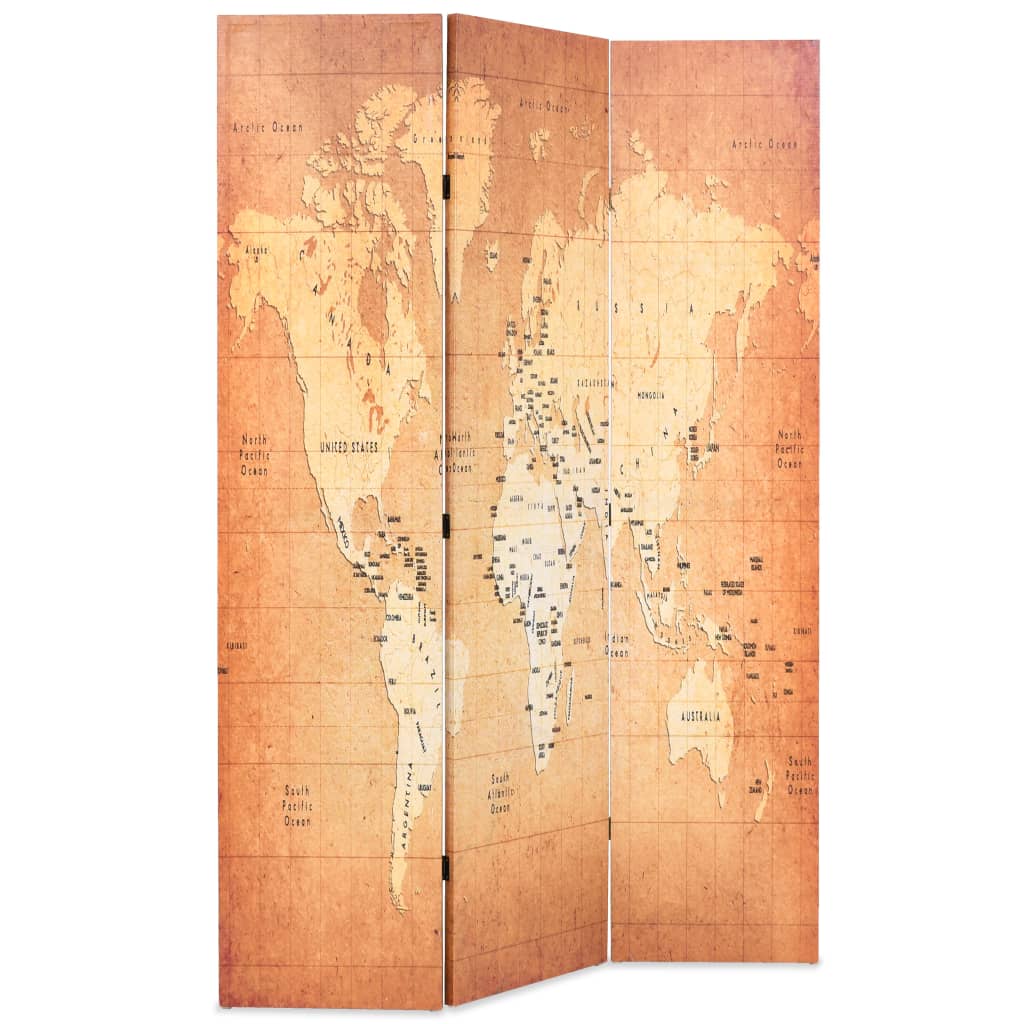 Folding Screen 120x170 cm Yellow World Map Print