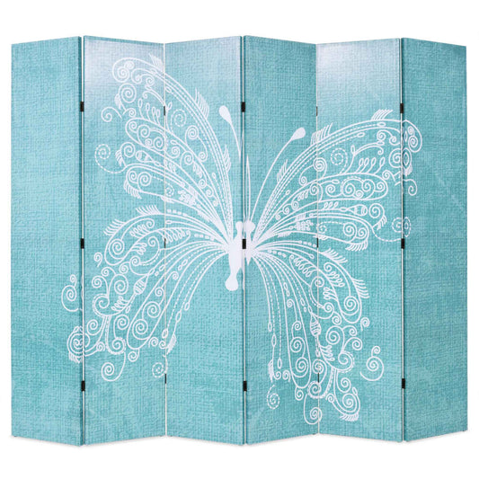 Paravento Pieghevole 228x170 cm Stampa Farfalla Blu