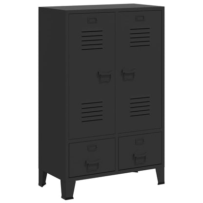 Armadio in Metallo in Stile Industriale 67x35x107 cm Nero
