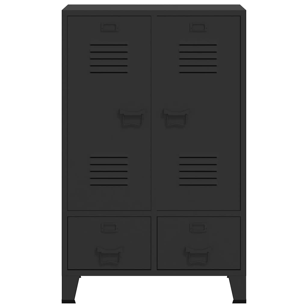 Armadio in Metallo in Stile Industriale 67x35x107 cm Nero