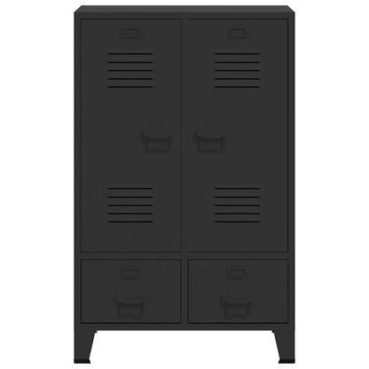 Armadio in Metallo in Stile Industriale 67x35x107 cm Nero