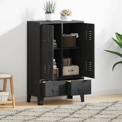 Armadio in Metallo in Stile Industriale 67x35x107 cm Nero