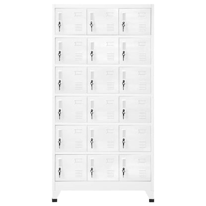 Armadietto a Chiave a 18 Scomparti in Metallo 90x40x180 cm