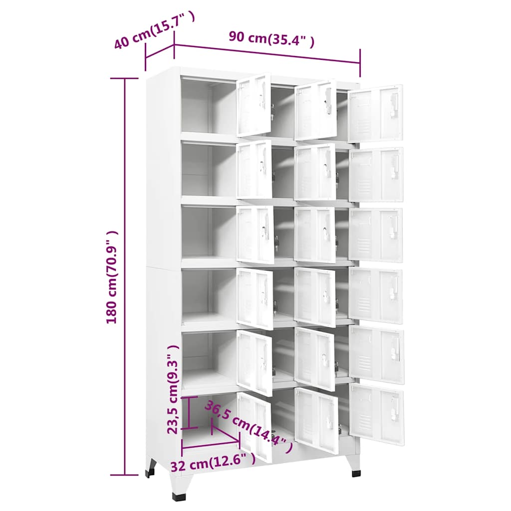 Armadietto a Chiave a 18 Scomparti in Metallo 90x40x180 cm | homemem39