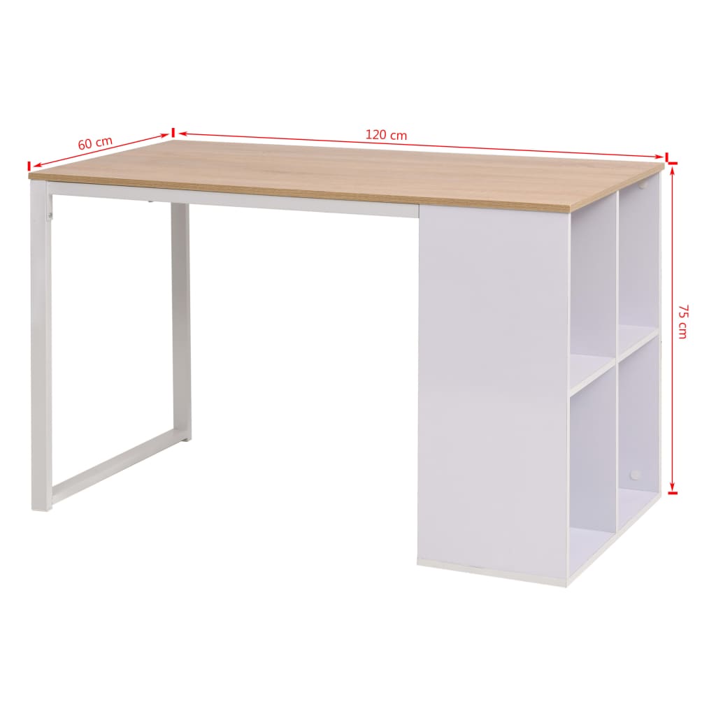 Scrivania 120x60x75 cm Rovere e Bianco | homemem39