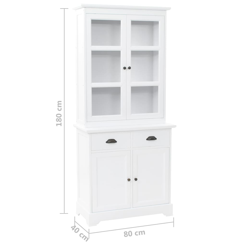 Credenza con Alzata 4 Ante in MDF e Legno di Pino 80x40x180 cm