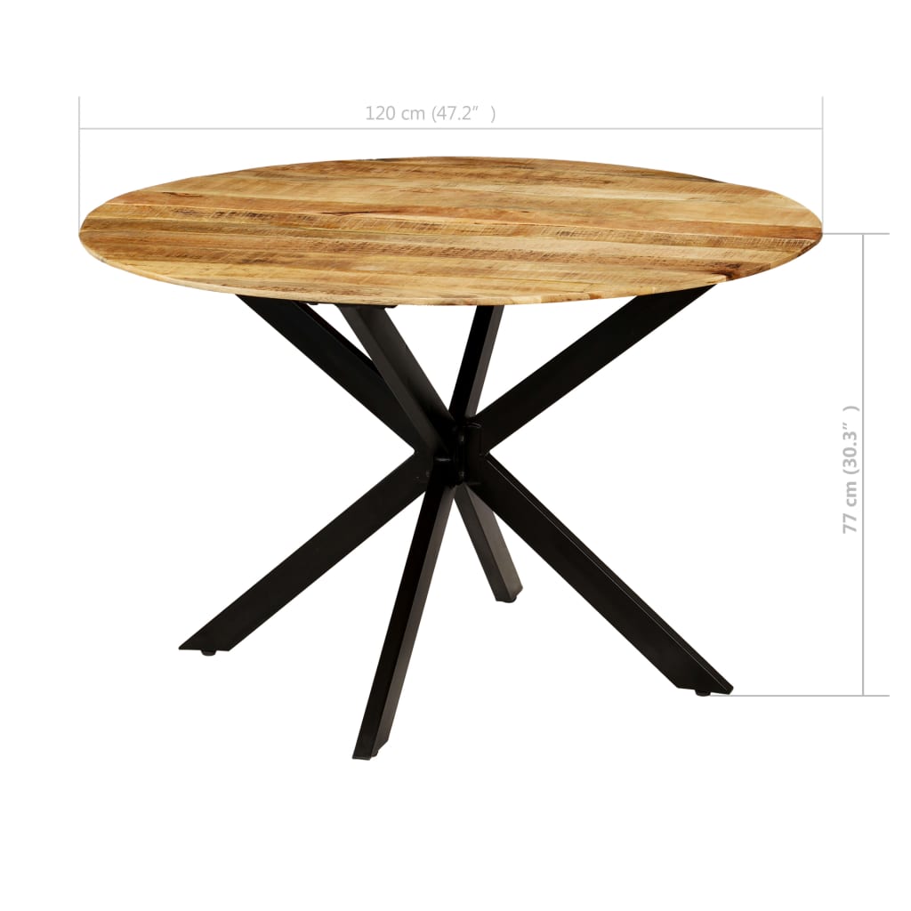 Tavolo da Pranzo in Massello di Mango Grezzo e Acciaio 120x77cm | homemem39