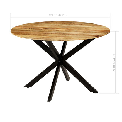 Tavolo da Pranzo in Massello di Mango Grezzo e Acciaio 120x77cm | homemem39