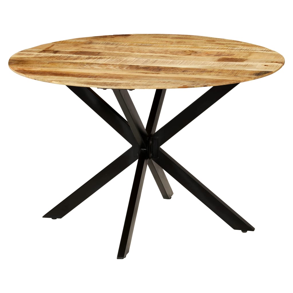 Tavolo da Pranzo in Massello di Mango Grezzo e Acciaio 120x77cm | homemem39