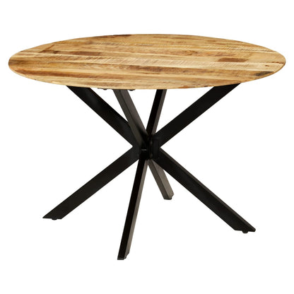 Tavolo da Pranzo in Massello di Mango Grezzo e Acciaio 120x77cm | homemem39