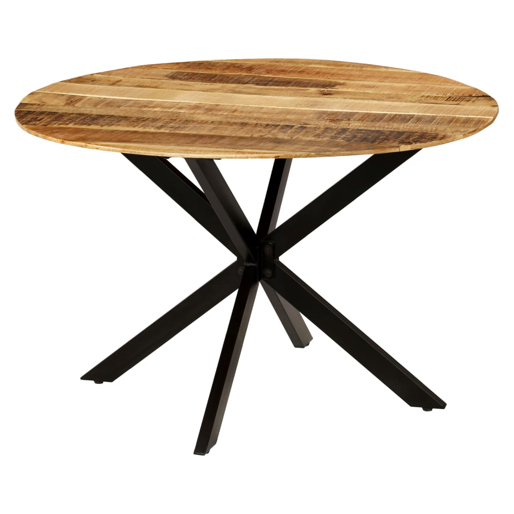 Tavolo da Pranzo in Massello di Mango Grezzo e Acciaio 120x77cm | homemem39