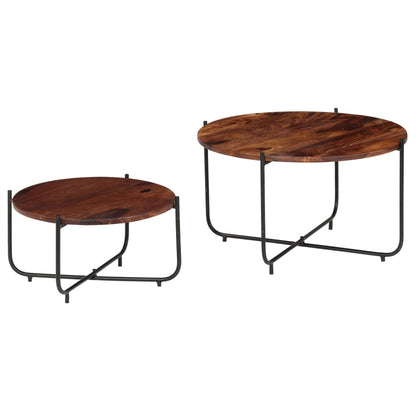Set Tavolini da Salotto 2 pz in Massello di Acacia 60x35 cm | homemem39