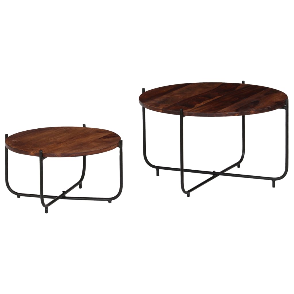 Set Tavolini da Salotto 2 pz in Massello di Acacia 60x35 cm | homemem39