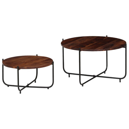 Set Tavolini da Salotto 2 pz in Massello di Acacia 60x35 cm