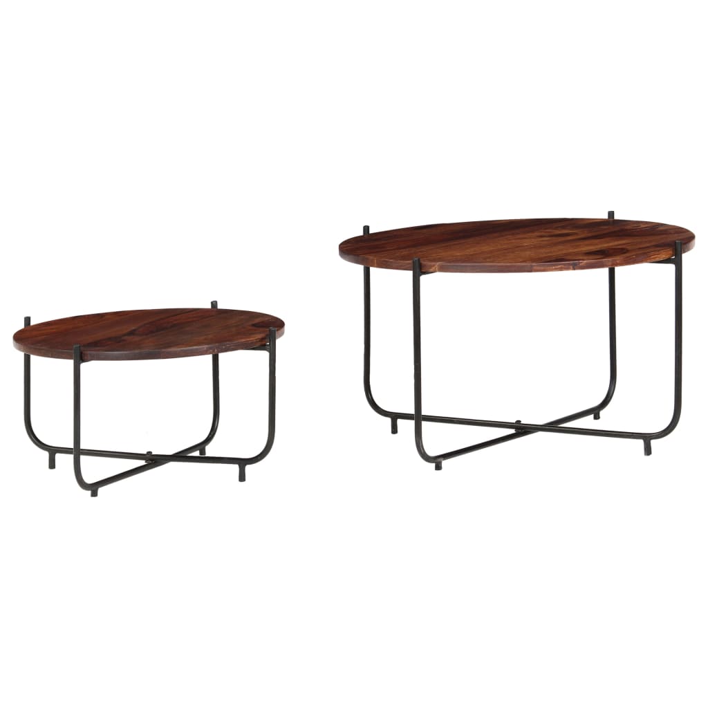 Set Tavolini da Salotto 2 pz in Massello di Acacia 60x35 cm