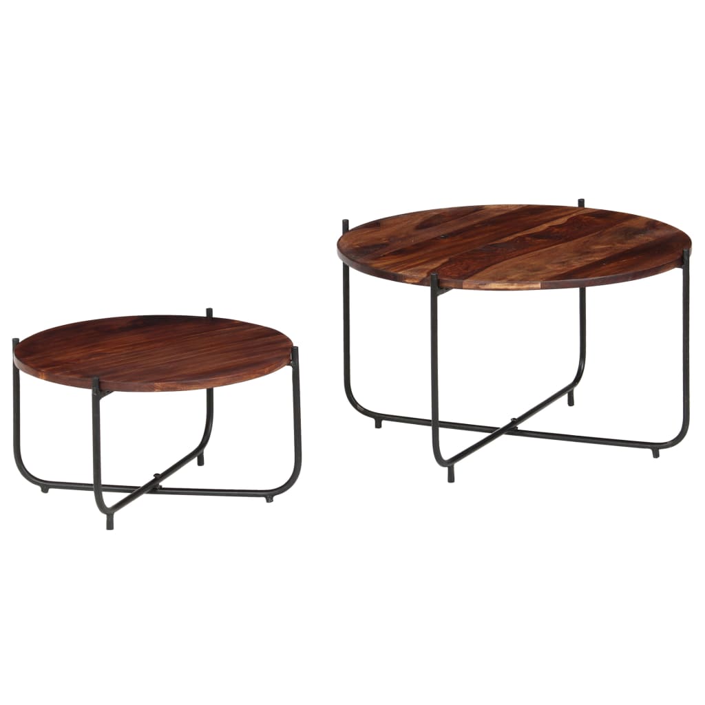 Set Tavolini da Salotto 2 pz in Massello di Acacia 60x35 cm