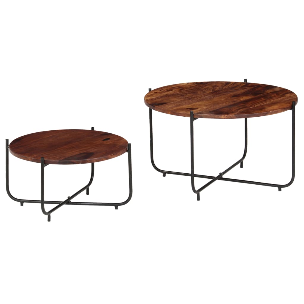 Set Tavolini da Salotto 2 pz in Massello di Acacia 60x35 cm