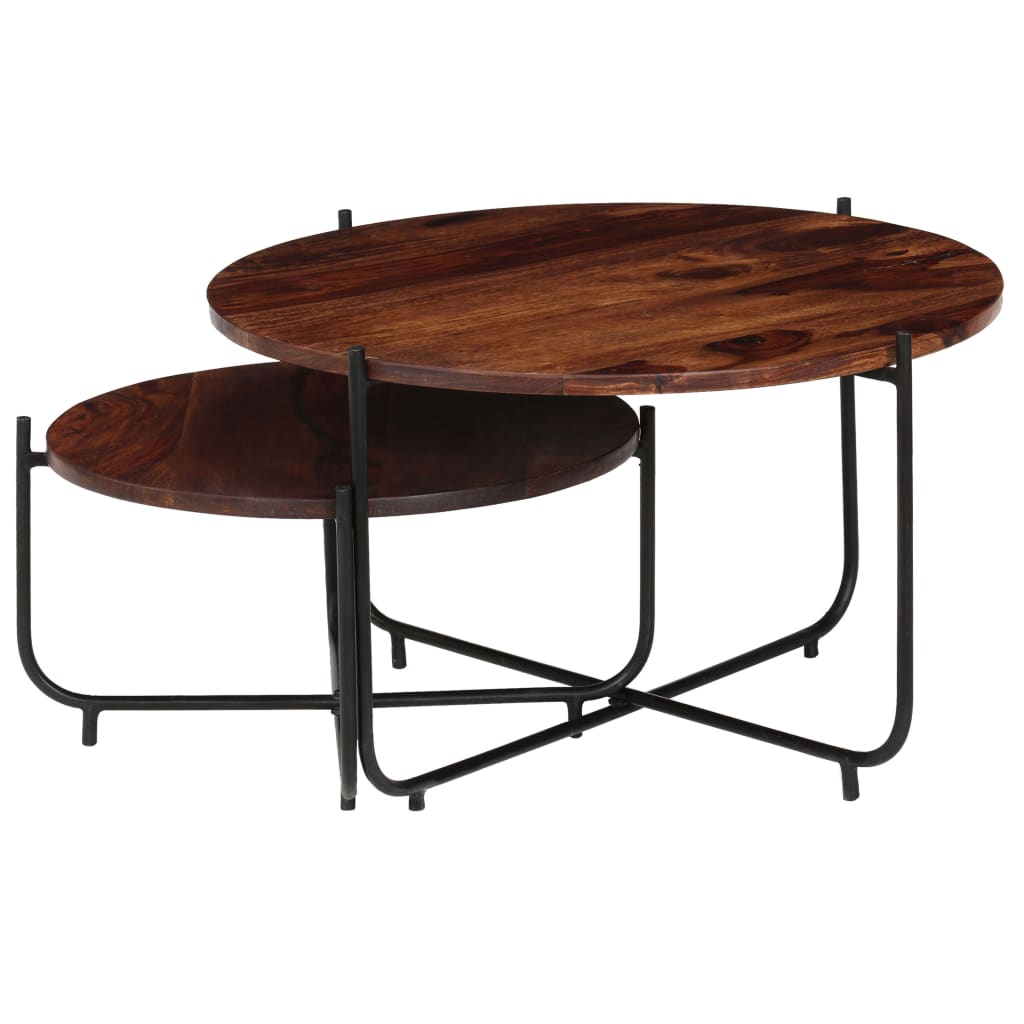 Set Tavolini da Salotto 2 pz in Massello di Acacia 60x35 cm | homemem39