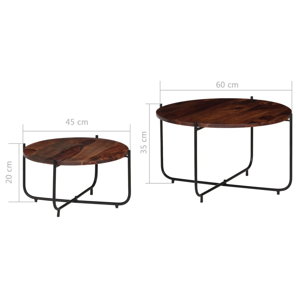 Set Tavolini da Salotto 2 pz in Massello di Acacia 60x35 cm | homemem39