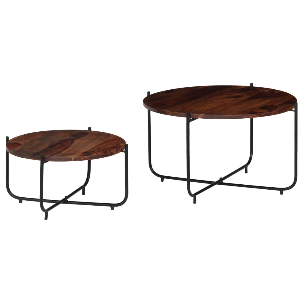 Set Tavolini da Salotto 2 pz in Massello di Acacia 60x35 cm | homemem39