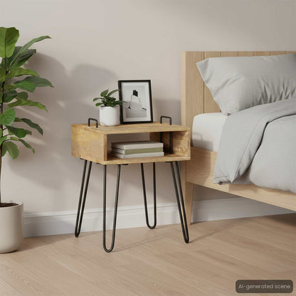 Comodino in Legno Massello di Mango 40x34x47 cm